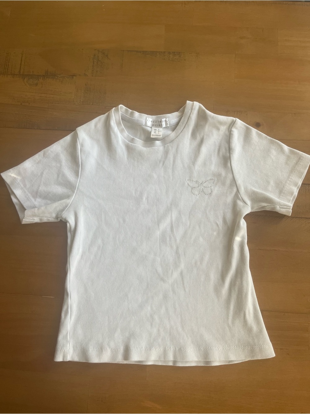 White Tee with Butterfly Rhinestone Design